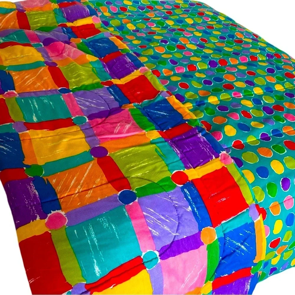 90s Retro Twin XL Double Sided Bedspread Comforter Made in USA by CHF Industries